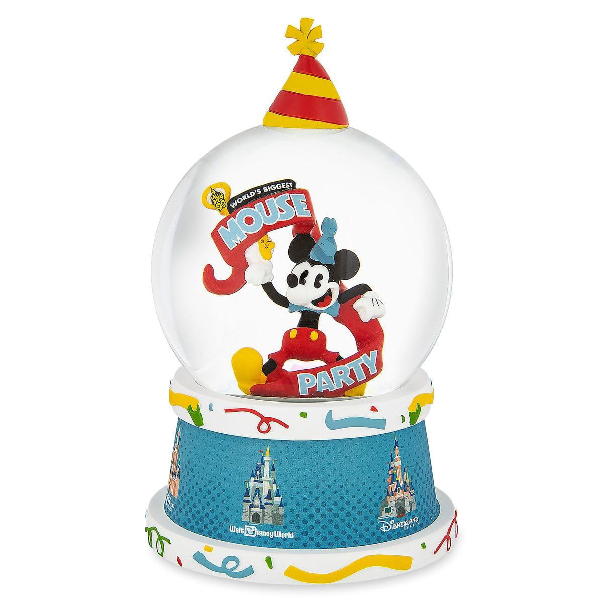 NEW Musical Plastic Snow Globe Disney CAROLING MICKEY & MINNIE MOUSE 90-YEARS