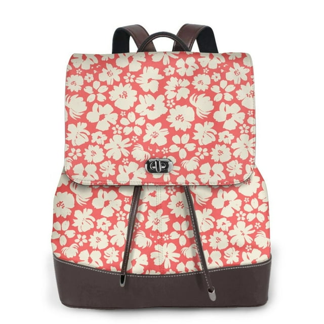 Fotbe Beige Flowers Mochila Bolso con Estampado para Mujer, Mochila Antirrobo de Nylon Impermeable, Bolsa Ligera de Hombro