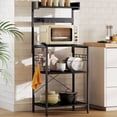 thumbnail image 3 of Distressed Black Kitchen Baker's Rack with Power Outlet & Adjustable Shelves - Coffee Bar Station for Living Room or Dining Area - 53.9" Height, 3 of 3