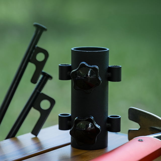 LITINKIMI 2 Pcs Support de Mât de Tente Extérieur Réglable Base de Tige de Canopée Noire pour Camping et Randonnée
