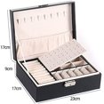 thumbnail image 2 of Organizador de joyas de tamaño compacto con cerradura de metal para mujeres y niñas, cajas de joyería de doble capa con compartimentos extraíbles que muestran las joyas de forma ordenada, 2 of 5