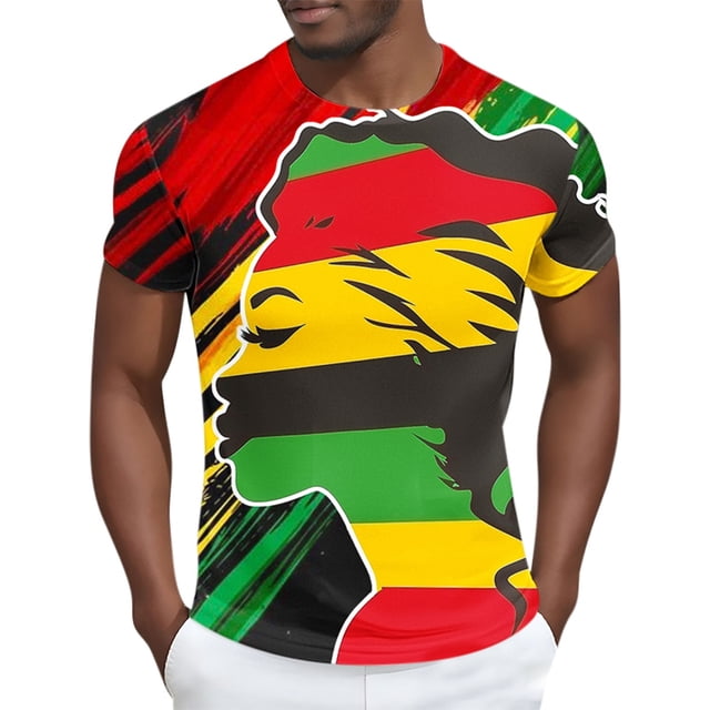T-Shirt à Manches Courtes Imprimé pour Homme à Col Rond, Respirant, Haut Décontracté d'Été, Polyester Spandex