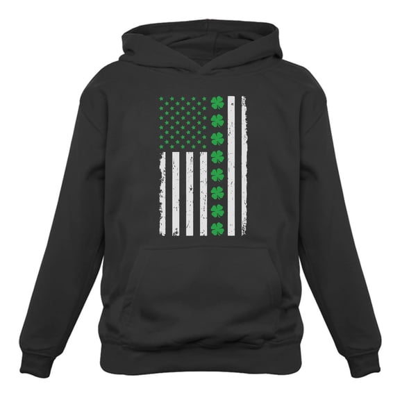 Tstars Womens Gift for St Patricks Day Big Irish American Flag with Clovers St Patricks Day Cute Shirts Gift for Her Irish Shirt Pride Proud Irish Women Hoodie