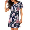 thumbnail image 2 of Fotbe Rose Flowers Bata de Dormir para Mujer con Estampado, Camisón de Algodón de Manga Corta, Ropa de Dormir Casual, 2 of 6
