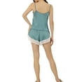 thumbnail image 3 of INSPIRE CHIC Women's Sleepwear Lace Trim Satin Lingerie Silk Cami with Shorts Pajama Set M Green, 3 of 5