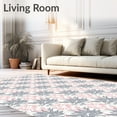 thumbnail image 2 of ODIKA 5'x7' Machine Washable Non-Slip Area Rug, Scandinavian Holiday Pines with Radiant Snowburst and Delicate High Traffic Rug with Pad, Pink, 625693, 2 of 8