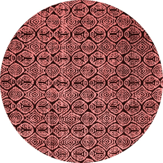 Ahgly Company Indoor Round Abstract Red Modern Area Rugs, 3' Round