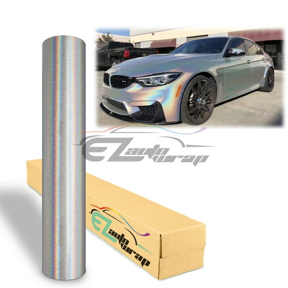 12"x60" Psychedelic Silver Gloss Metallic Rainbow Holographic Vinyl Wrap Sticker