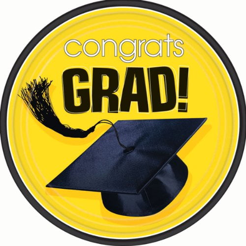 Paper Amscan Flying Colors Graduation Party School Colors Round Plates Yellow 9 Yellow Tableware 9 Pack of 18 Party Supplies