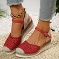 thumbnail image 3 of Womens Casual Platform Sandals Ankle Strap Closed Toe Sandals Breathable Hollow Out Wedge Shoes, 3 of 9