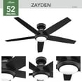 thumbnail image 3 of Hunter 52 inch Indoor Ceiling Fan with LED Light and Remote Control - Black Ceiling Fan, Standard Mount, 5 Blades, For Bedroom, Living Room, or Kitchen, Quiet - Zayden 51694, Matte Black, 3 of 17
