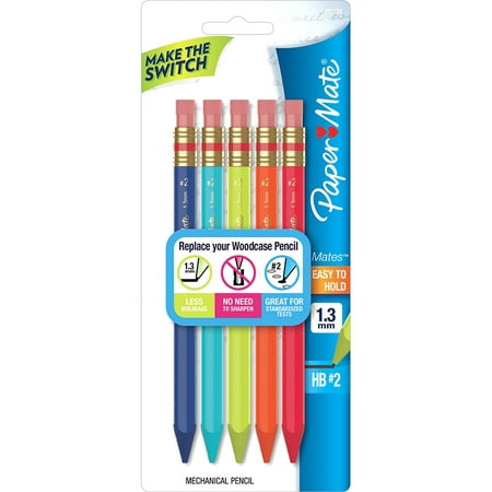 Paper Mate Mates Mechanical Pencils, 1.3mm, HB #2, 5 Pack