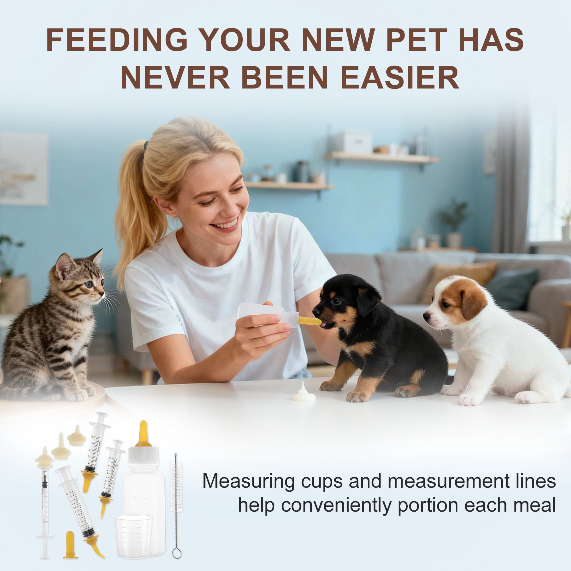 Unique Bargains Kitten Bottle Feeding Kit Yellow