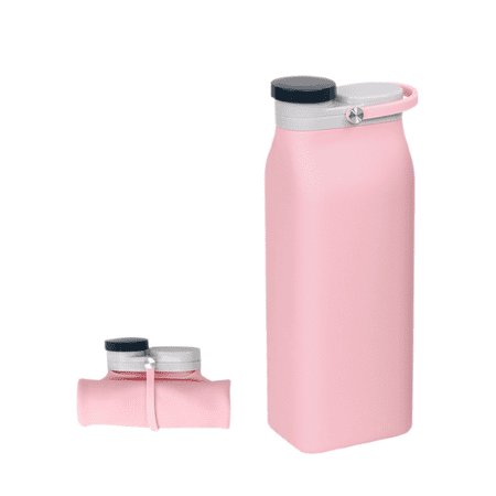 

Collapsible Water Bottle BPA Free - Foldable Water Bottle for Travel Sports Bottles with Triple Leak Proof Lightweight 20oz(Pink)