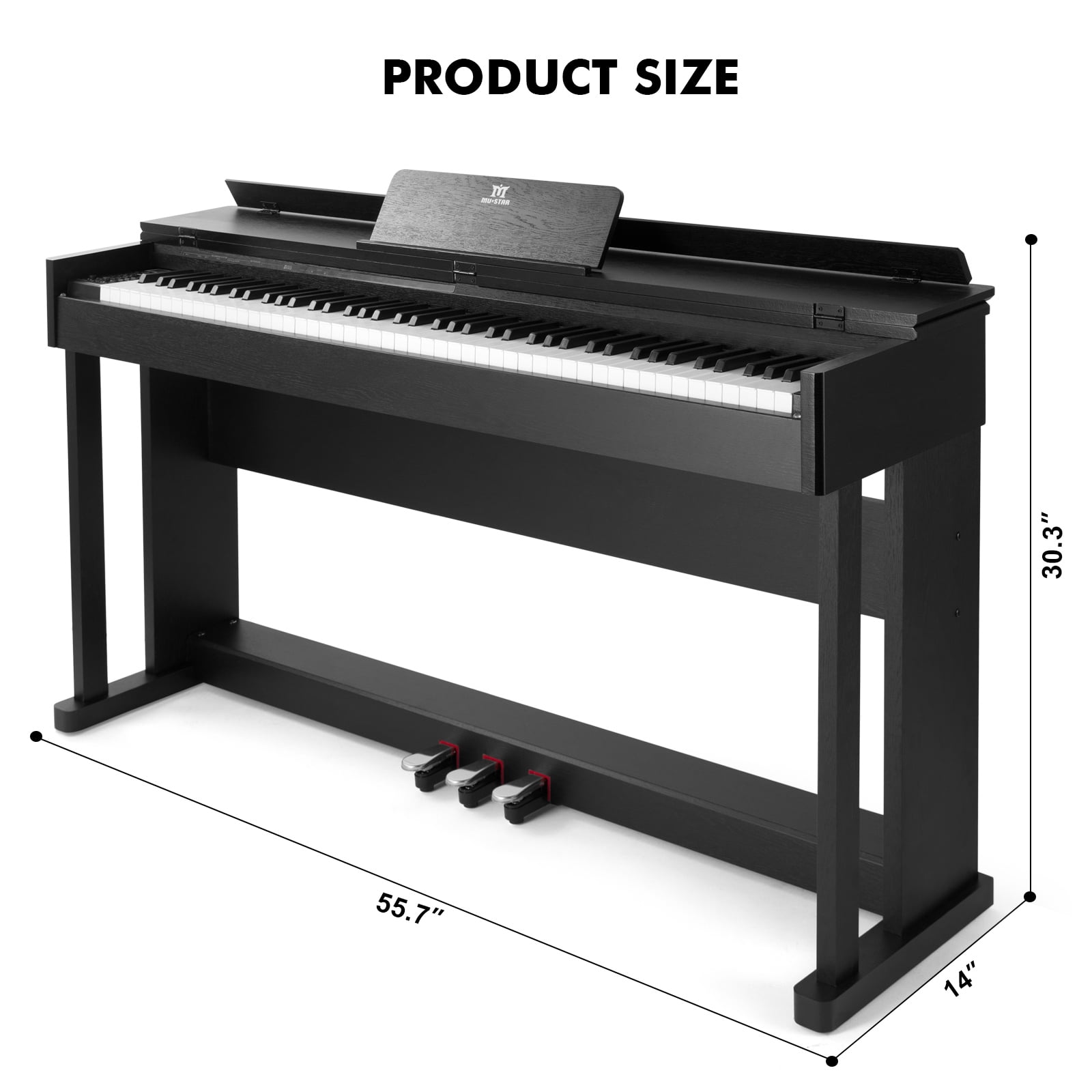 MUSTAR 88Keys Full Size Weighted Hammer Action Digital Piano Keyboards DREAM Source with 3 Pedal,Piano Bench(Black)
