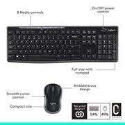 Logitech K270 Keyboard - Wireless Connectivity - RF - USB Interface - Compatible with Computer (PC) - Black