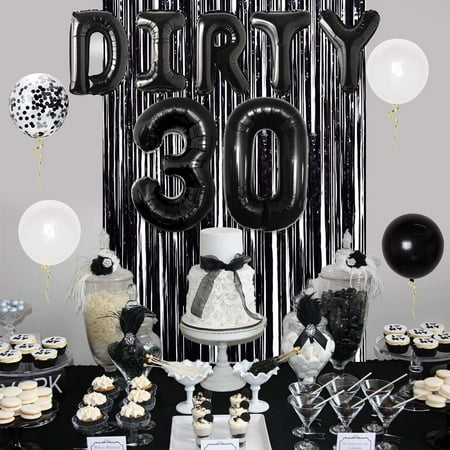 30th Birthday Decorations For Him Black And White Balloon Garland Arch Kit Fringe Foil Curtain Dirty 30 Foil Balloons For Men Thirty ay Party Supplies Walmart Canada