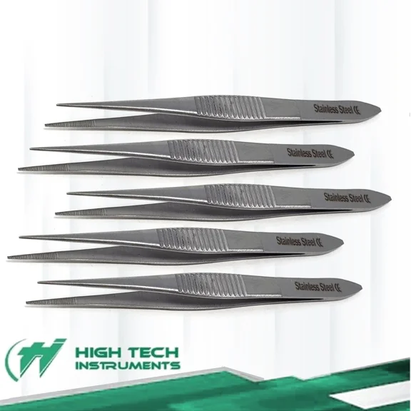 5X Kitchen Food Tweezers Stainless Steel Cooking Tongs 3.5" Fine Serrated Tips