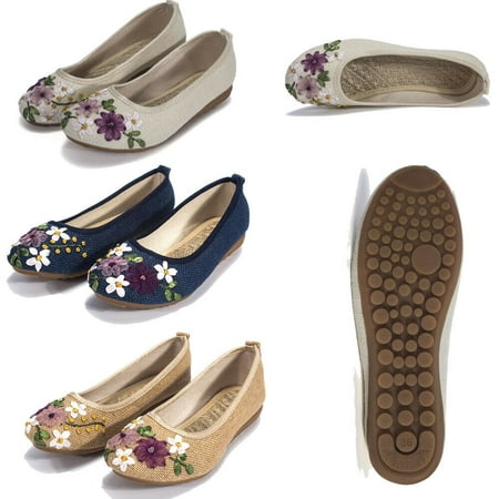 

Women s Closed Toe Floral Embroidered Slip On Comfort Espadrilles Loafer Shoes
