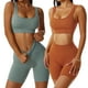 thumbnail image 1 of 2 piezas de tejido sin costuras, pantalones cortos deportivos de manga corta, traje de yoga, traje de fitness con cuello en U, traje de fitness sexy con cuello cuadrado, 1 of 6