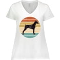 thumbnail image 3 of Inktastic Doberman Dog Retro Sunset Women's Plus Size V-Neck T-Shirt, 3 of 5