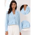 thumbnail image 2 of DARING DIVA Women's Notched Collar Long Sleeve Suit Jacket Casual Blazers XS Light Blue, 2 of 6