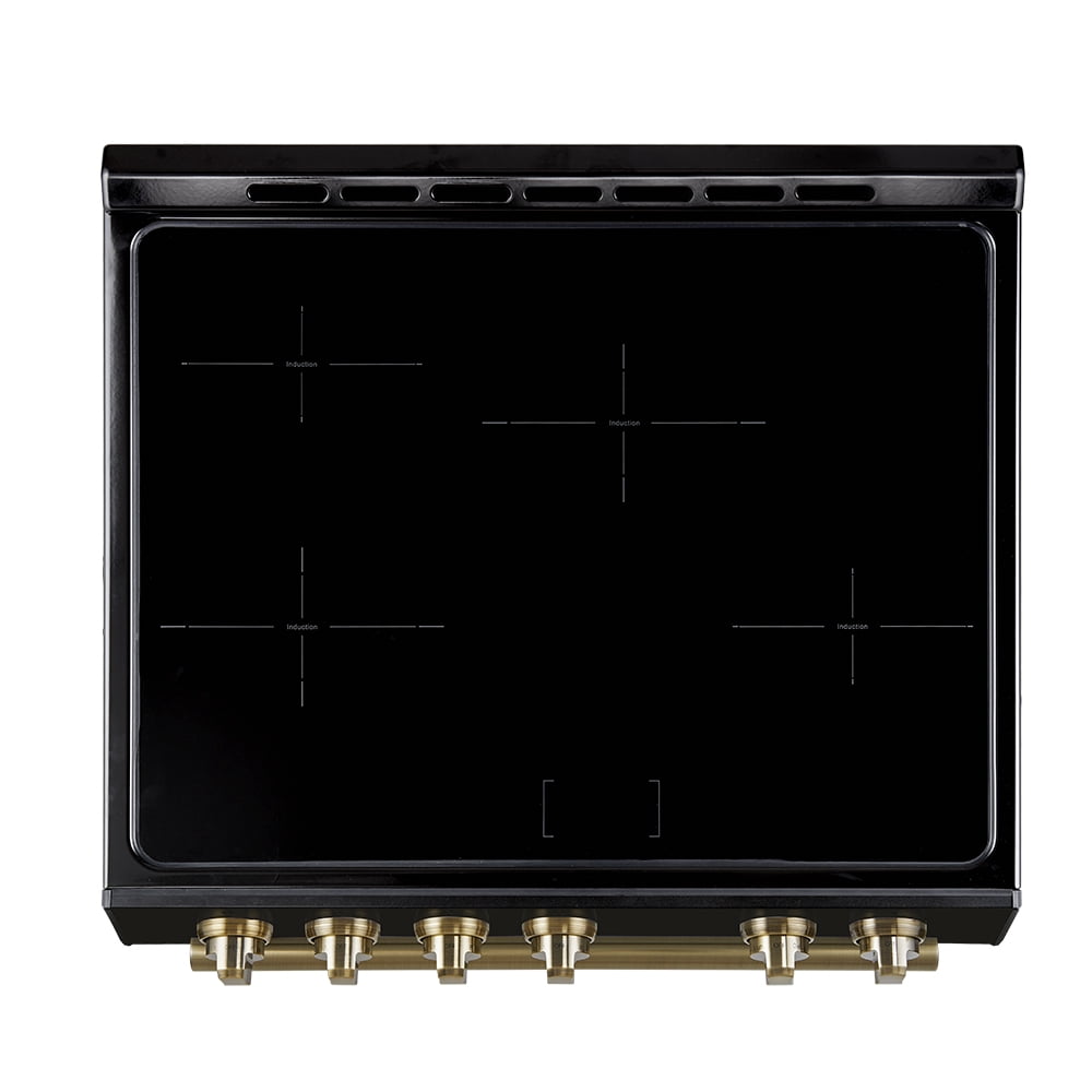 Forno Leonardo Espresso 30-Inch Slide-In Black Induction Range, Convection Oven, 5 Cooking Zones, Touch Control Panel