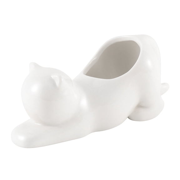 IDEANATEGRATE White Ceramic Animal-Shaped Flower Pot Planter Container for Office and Home Decor