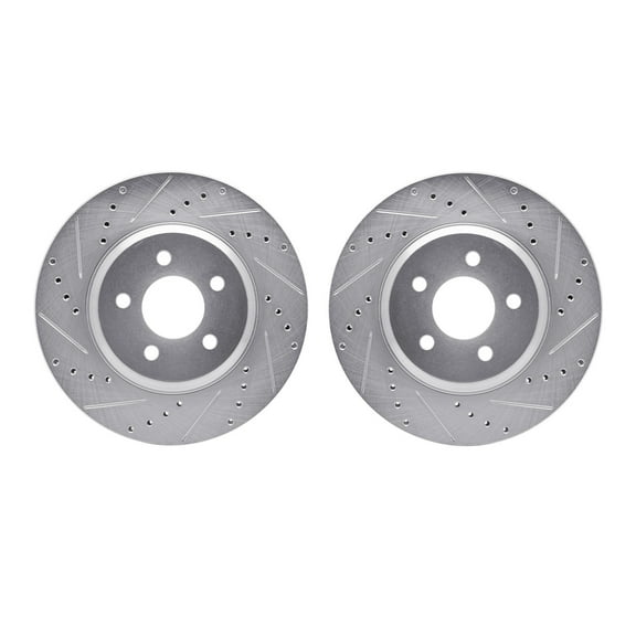Dynamic Friction Company Front Brake Rotors-Drilled and Slotted-Silver 7002-54155