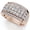 Pink, variant on Pompeii 2Ct Lab Grown Diamond Ring Men's Wide Multi Row in White, Yellow, or Rose Gold