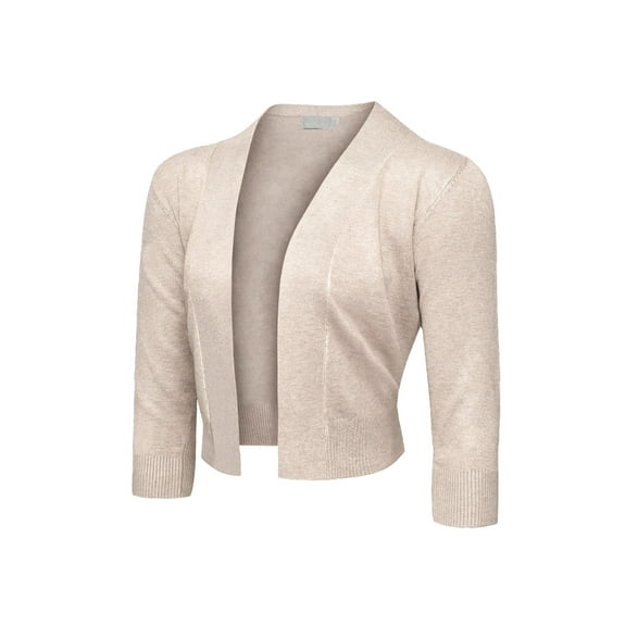 G-Style USA Women's 3/4 Sleeve Open Front Cropped Cardigan Sweater (S-XL)