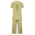 thumbnail image 2 of Censtreet Women's Pajama Sets Short Sleeve Sleepwear Round Neck Pj Loungewear Top and Capri Pants with Pockets, 2 of 6