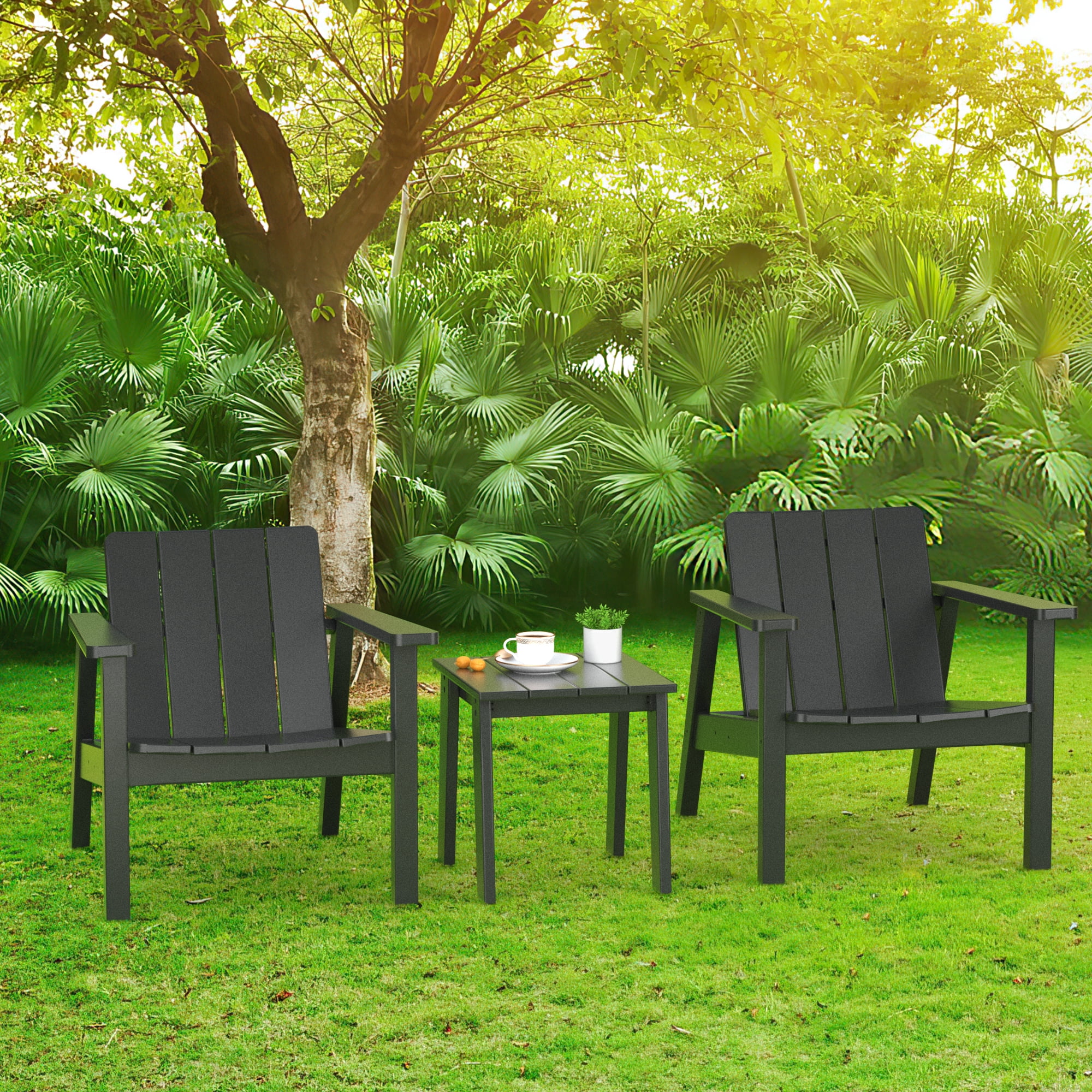 Adirondack Chair, HDPE All-Weather Adirondack Chair for Patio Garden Outdoors, Black