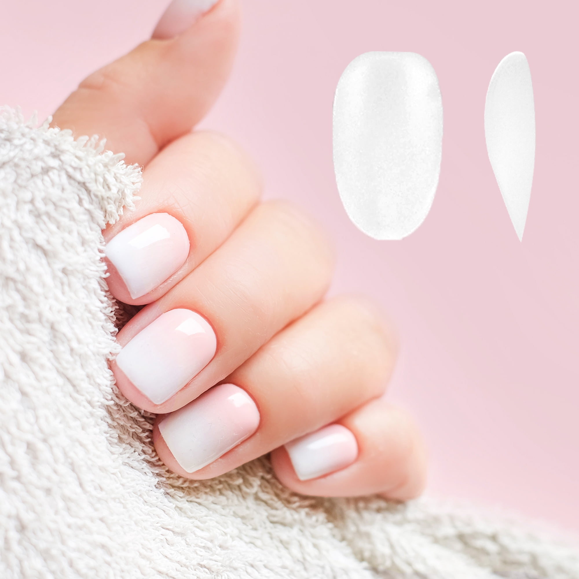 Unique Bargains Women's Matte Fake Nails Kit Clear 1 Set Short Round