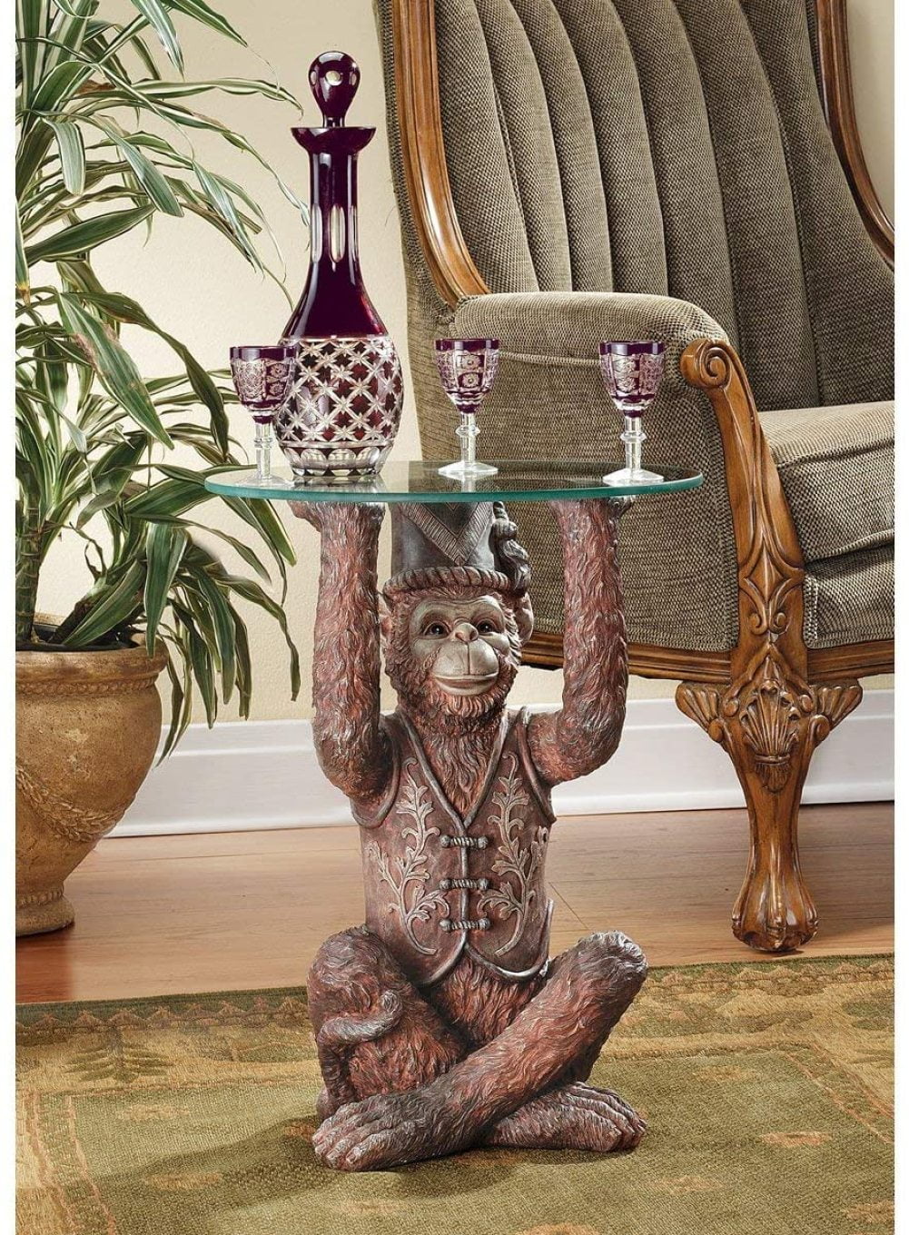 Design Toscano Exotic Decor Moroccan Monkey Business Glass Topped ...