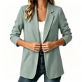 thumbnail image 3 of YGJTJYD Women's Open Front Blazer Jacket Lapel Collar Rolled Sleeve with Pockets Casual Work Office Business Coat, 3 of 6