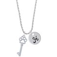 thumbnail image 1 of Delight Jewelry Silvertone Open Paw Key Silvertone Script Initial Disc - H - Charm Necklace, 20"+3", 1 of 4
