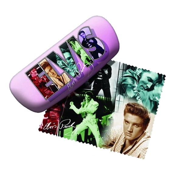 Spoontiques Padded Elvis Presley Eye Glass Case Collage with Lens Cloth