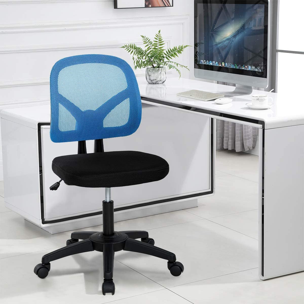 Mesh Office Chair No Arms Swivel Desk Chairs Adjustable Height Computer