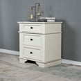 thumbnail image 6 of Ktaxon Solid Wood Nightstand with Outlets & USB Ports, 3 Drawer Traditional Cottage Bedside Table, Wash White, 6 of 11