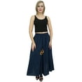 thumbnail image 5 of Bimba Women's Cotton Bohemian Style Elastic Tassels Waist Blue Skirt-L, 5 of 5