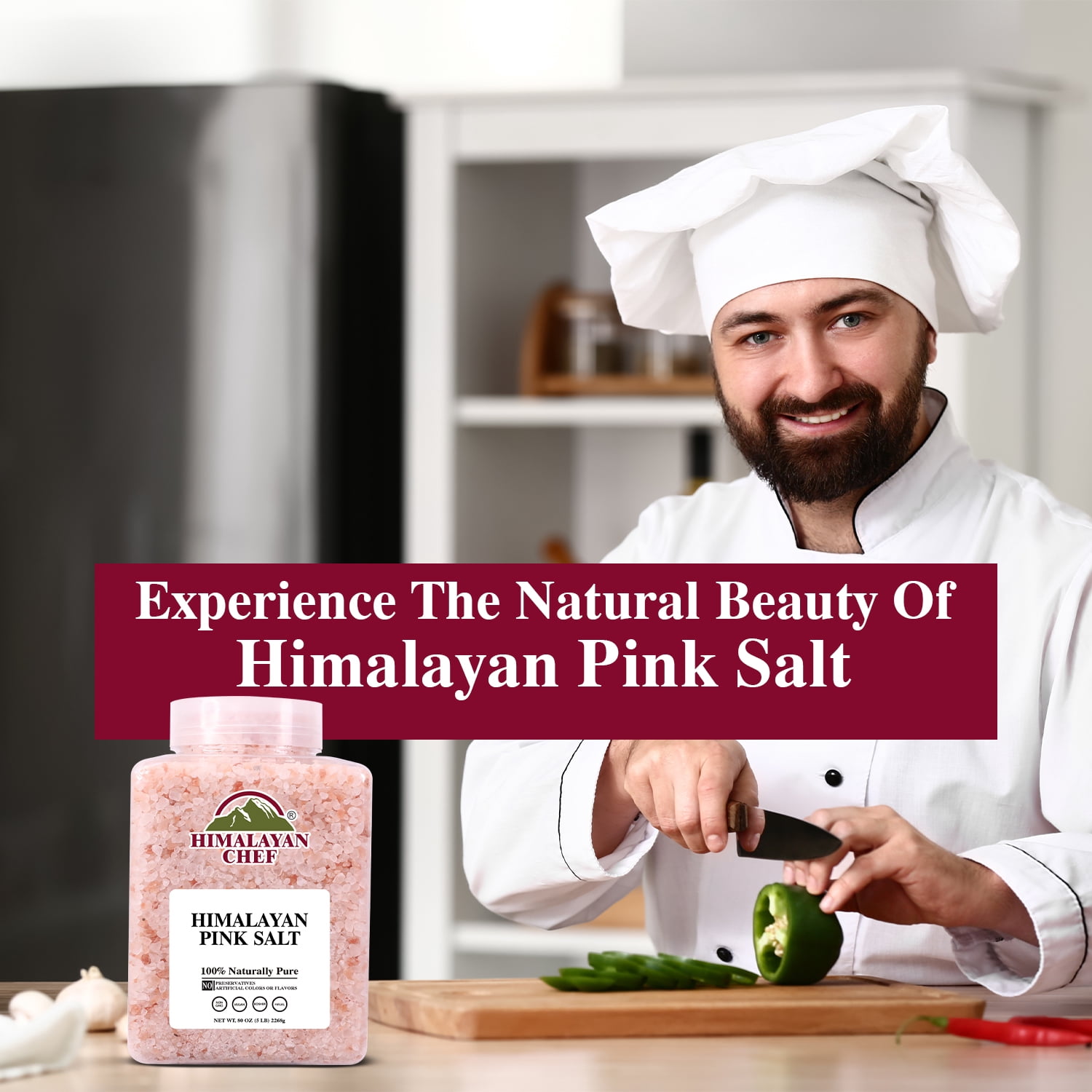 Himalayan Chef Pink Salt Coarse 5lbs, Ideal Sea Salt for Seasoning (Pack of 6)