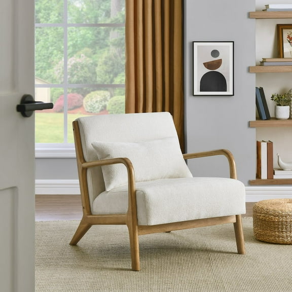 Roundhill Furniture Eterna Mid-Century Modern Accent Chair with Pillow