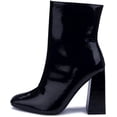thumbnail image 2 of Cape Robbin Victory Black Vegan Square Toe Chunky Block High Heel Ankle Booties (BLACK, 6.5), 2 of 7