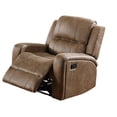 thumbnail image 2 of Charles Manual Recliner Chair- Chestnut Brown Faux Leather- Solid Wood, 2 of 6