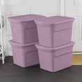 thumbnail image 5 of Sterilite 68 Liter Tote, Plastic Storage Bin with Snap-on Lid, Stackable, Purple, 5 of 5