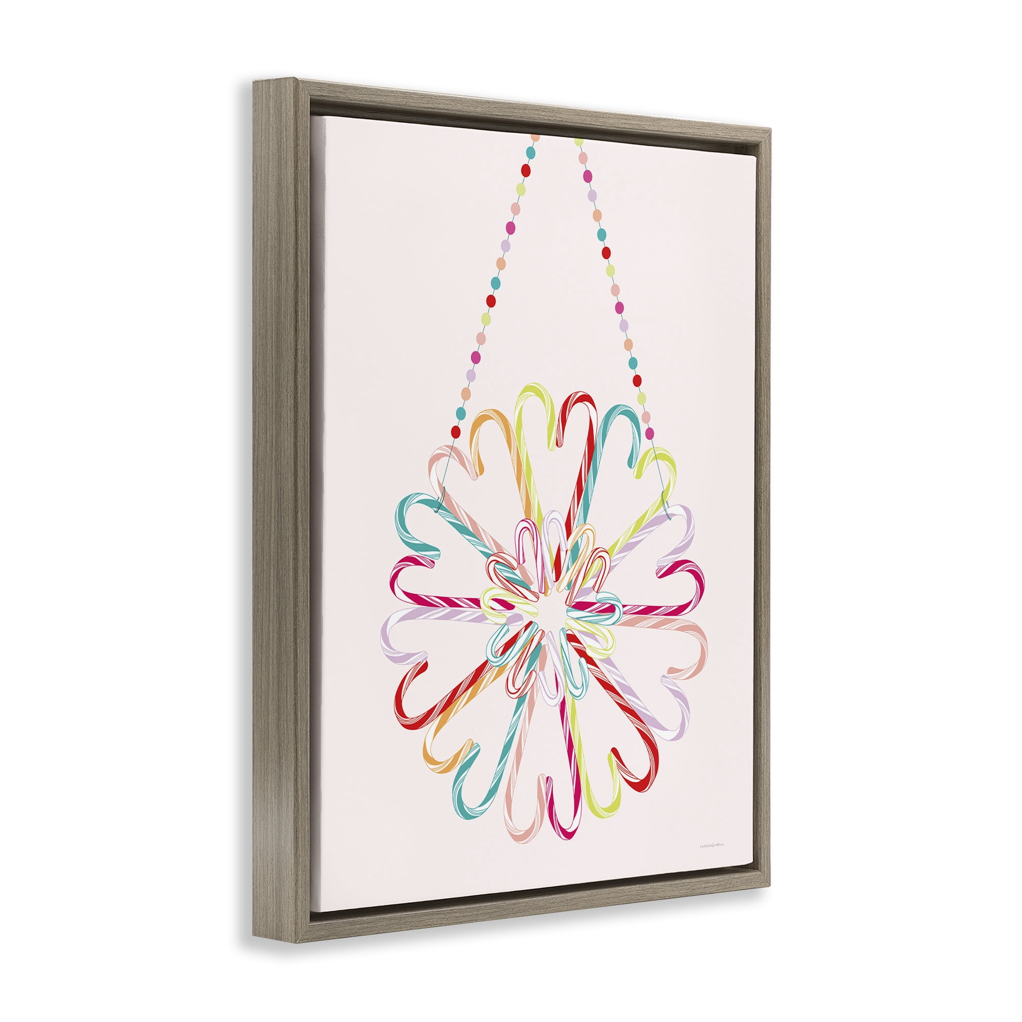 Stupell Industries Candy Cane Shapes Food & Beverage Painting Brown Floater Framed Art Print Wall Art, 17 x 21
