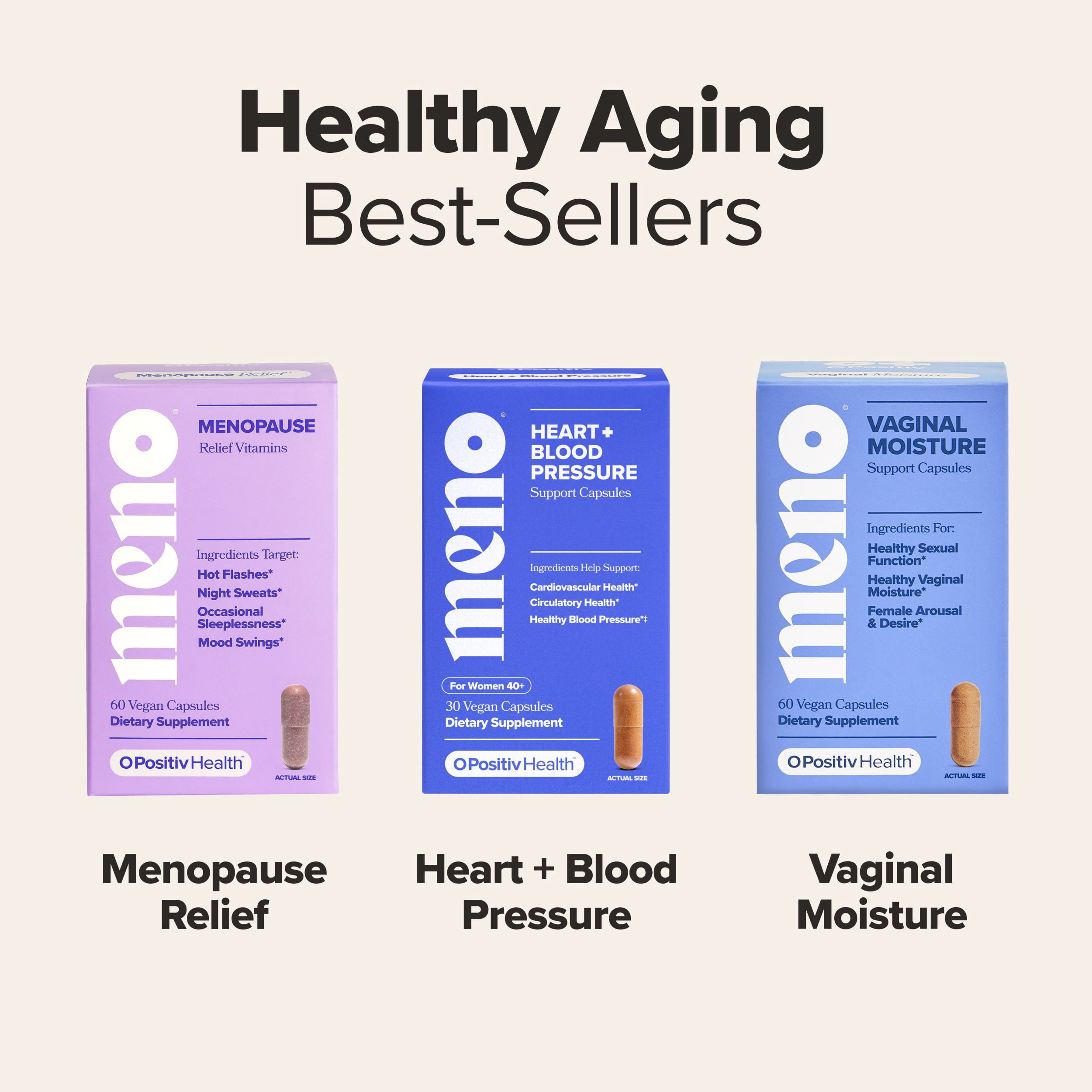 O Positiv MENO Heart + Blood Pressure Support Capsules for Cardiovascular Health, 30 Count