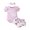 Purple, variant on Aojekbee Baby Girls Summer Outfit Short Sleeve Romper Floral Ruffle Shorts Headband Set Newborn Clothes