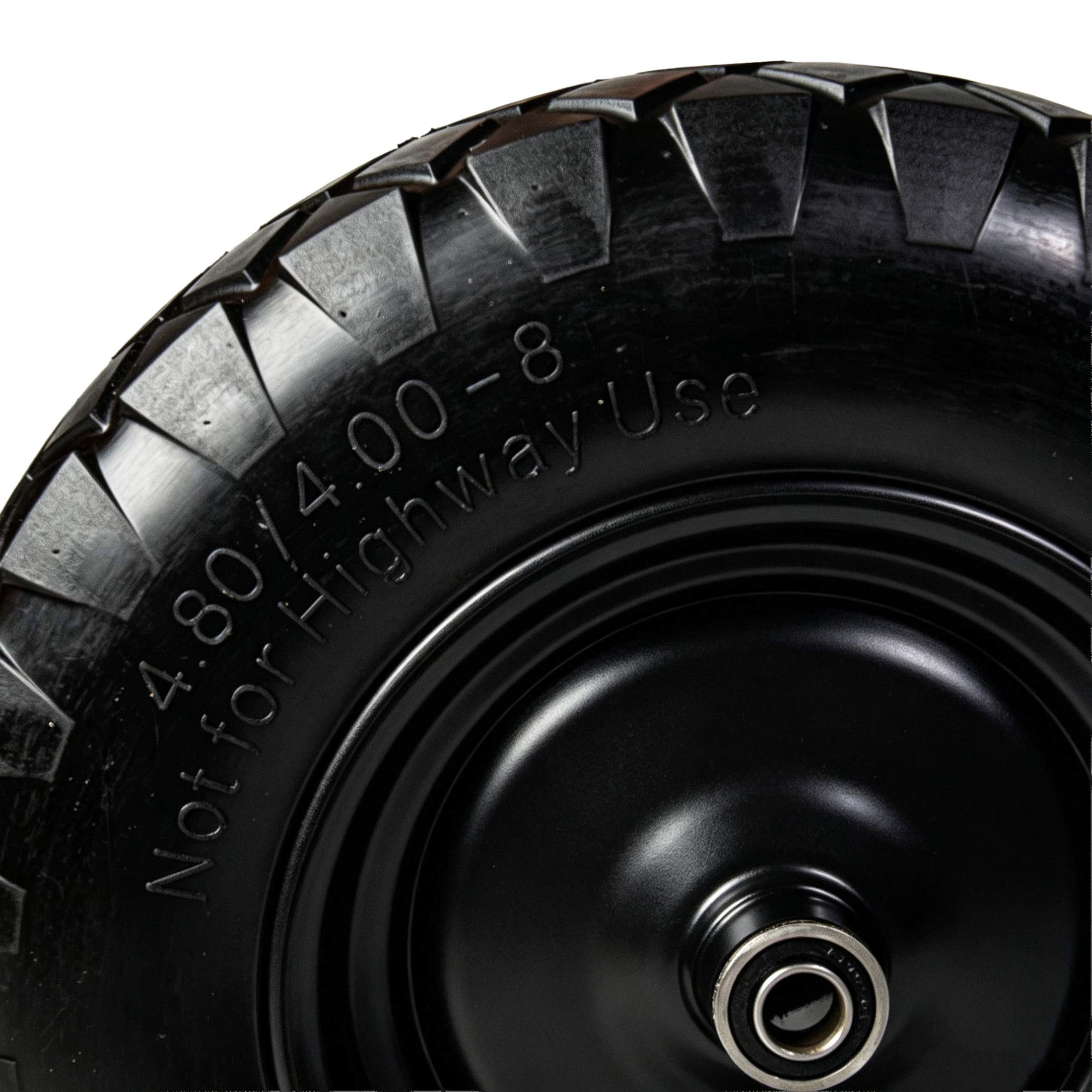 Noble House 16" x 3.5" Flat-Free Solid Wheelbarrow Tires & Wheels with 3" Center Hub for Garden Cart, Black, Set of 2